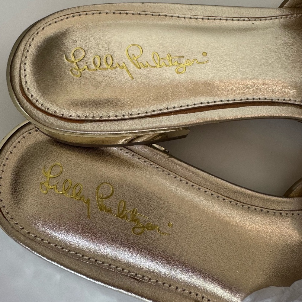 New Lilly Pulitzer Whitney gold Slides Sandals. Size 8 1/2 - Picture 6 of 6